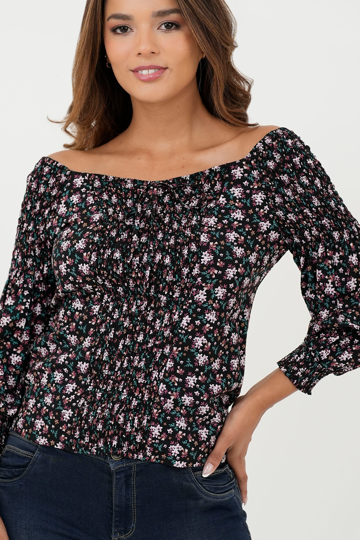 Blusa Manga 3/4 Escote Bote Delantero BLU05003SAVNEGXL