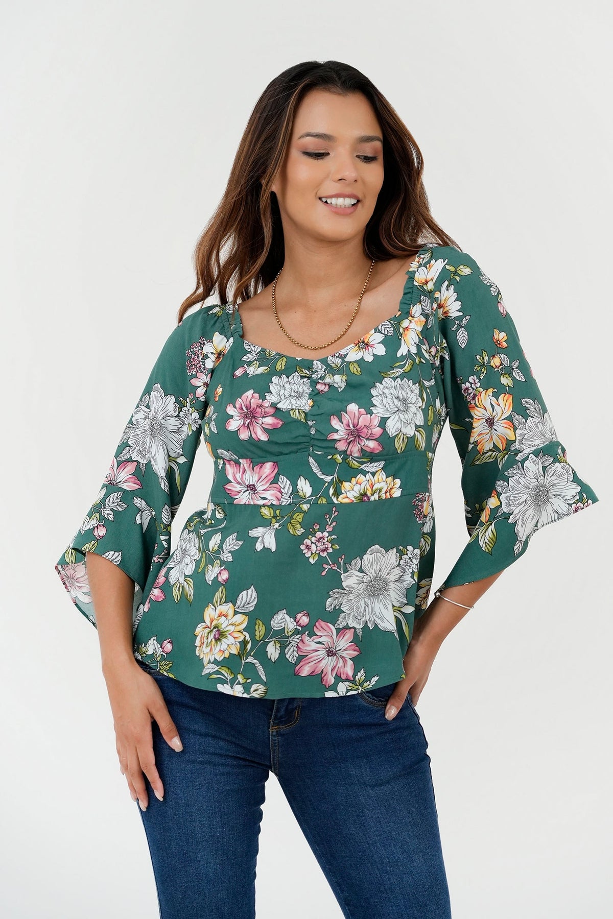 Blusa Manga Acampanada 3/4 Faldón Suelto BLU05044SAVVOSSM