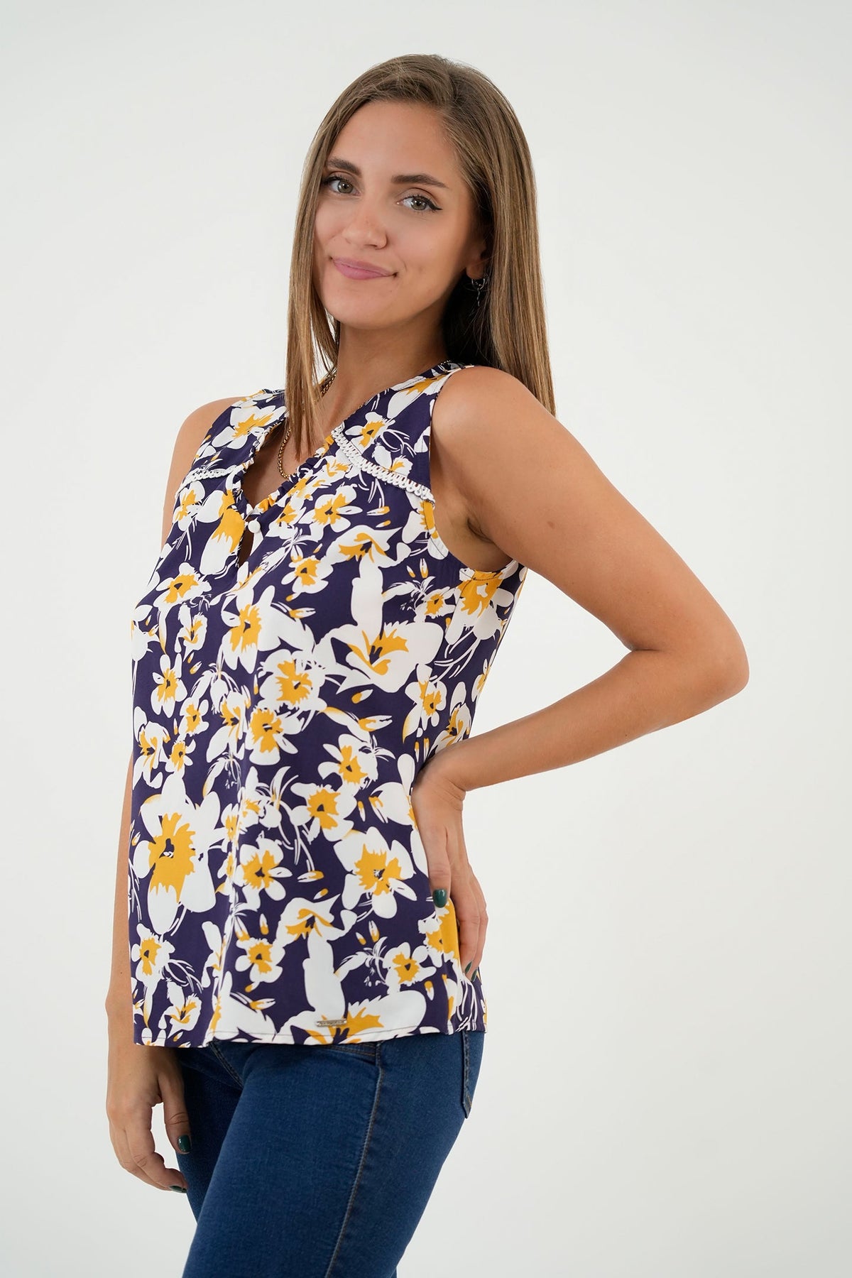 Blusa Manga Cero Bolillo Decorativo BLU04116SDAAZLSM