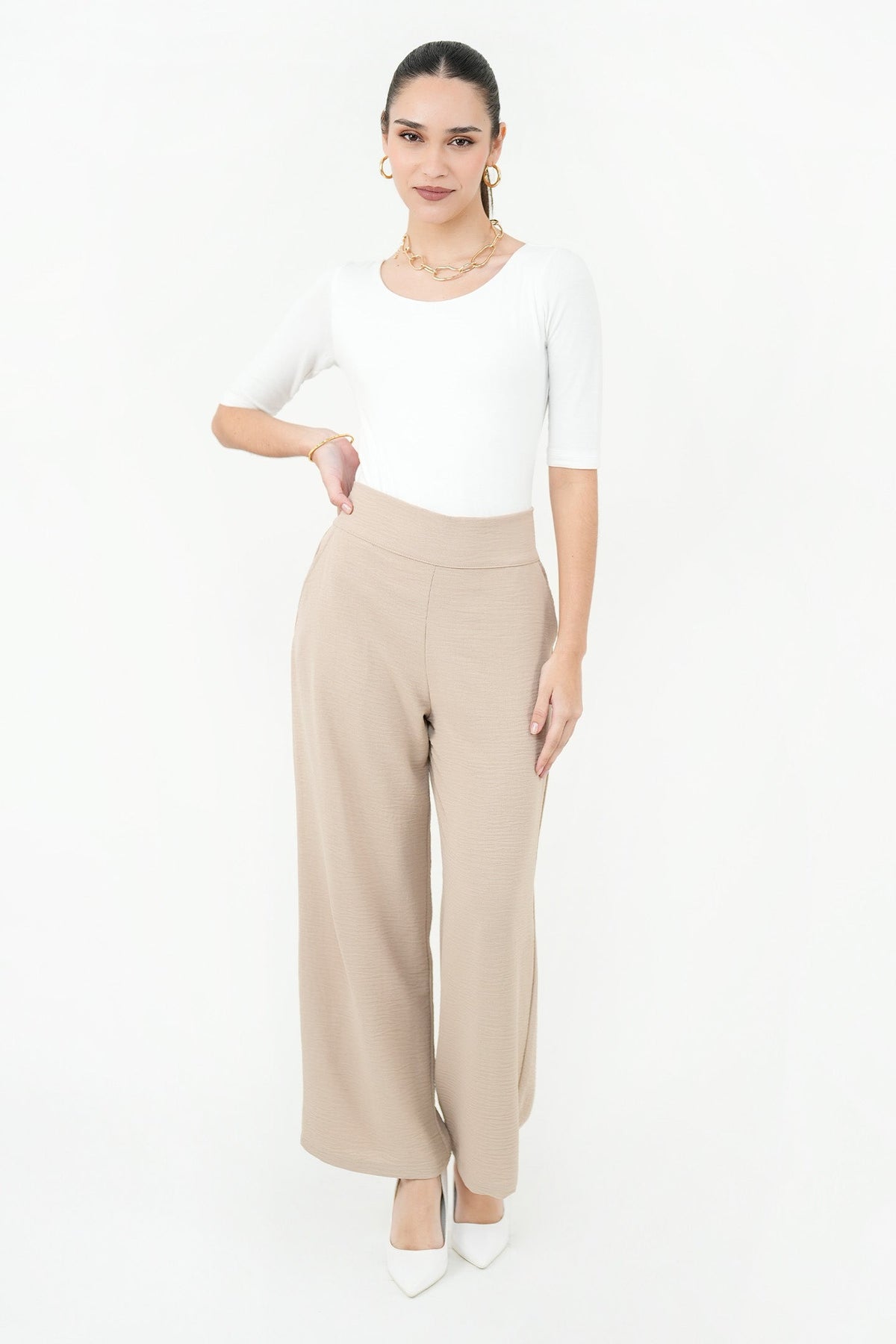 Pantalón Recto Moderno PAN06015BGNHABSM