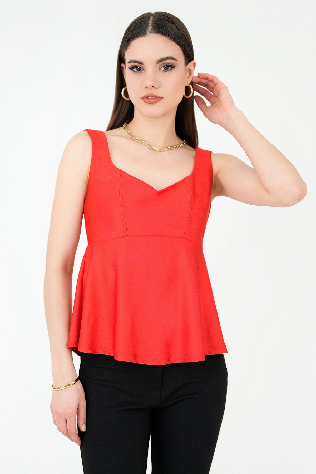 Top Lycra Escote Semi Corazón TOP06138LYSROJSM