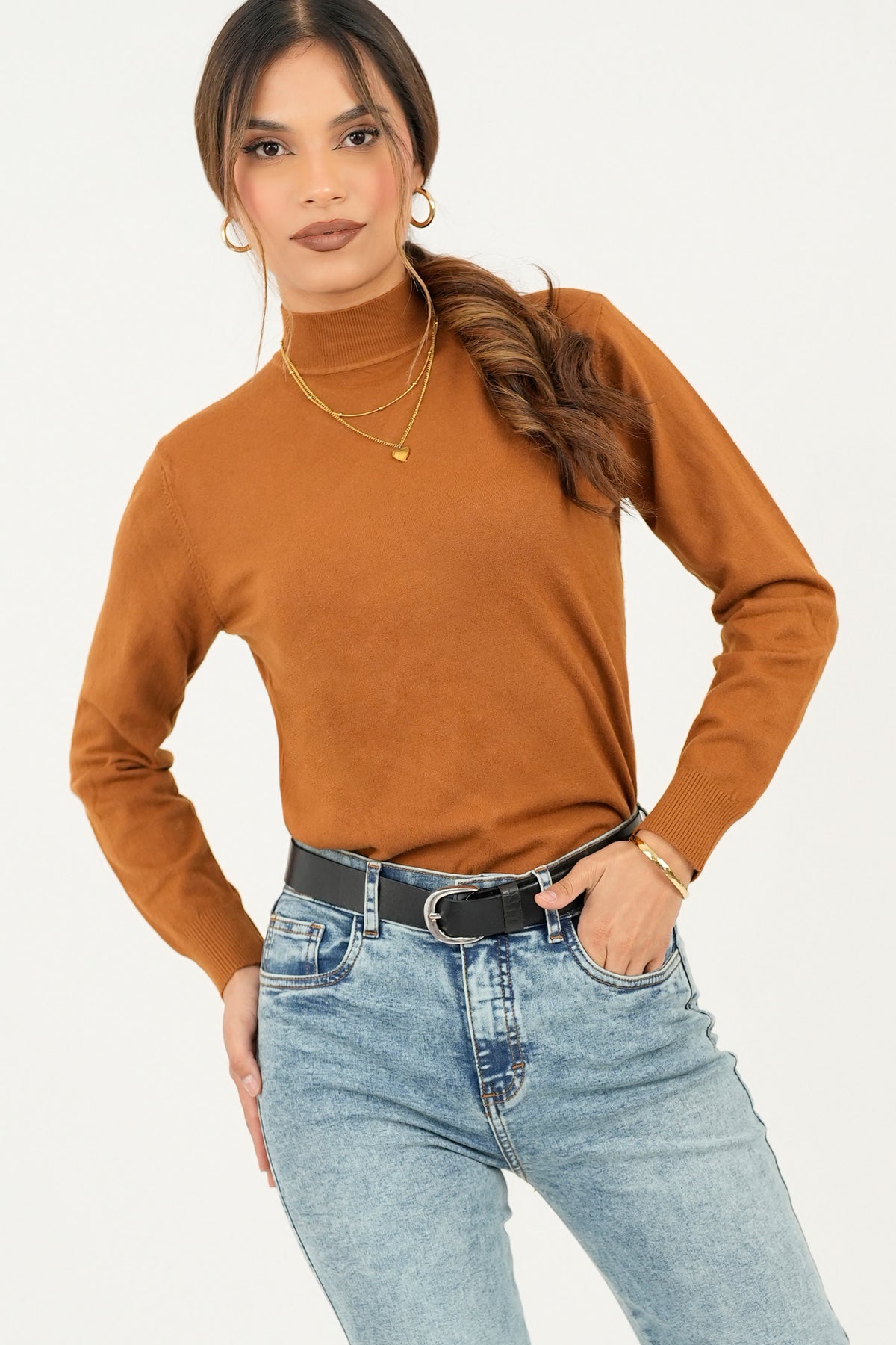Chompa cuello alto corte clásico CHO07195HVZCMLML