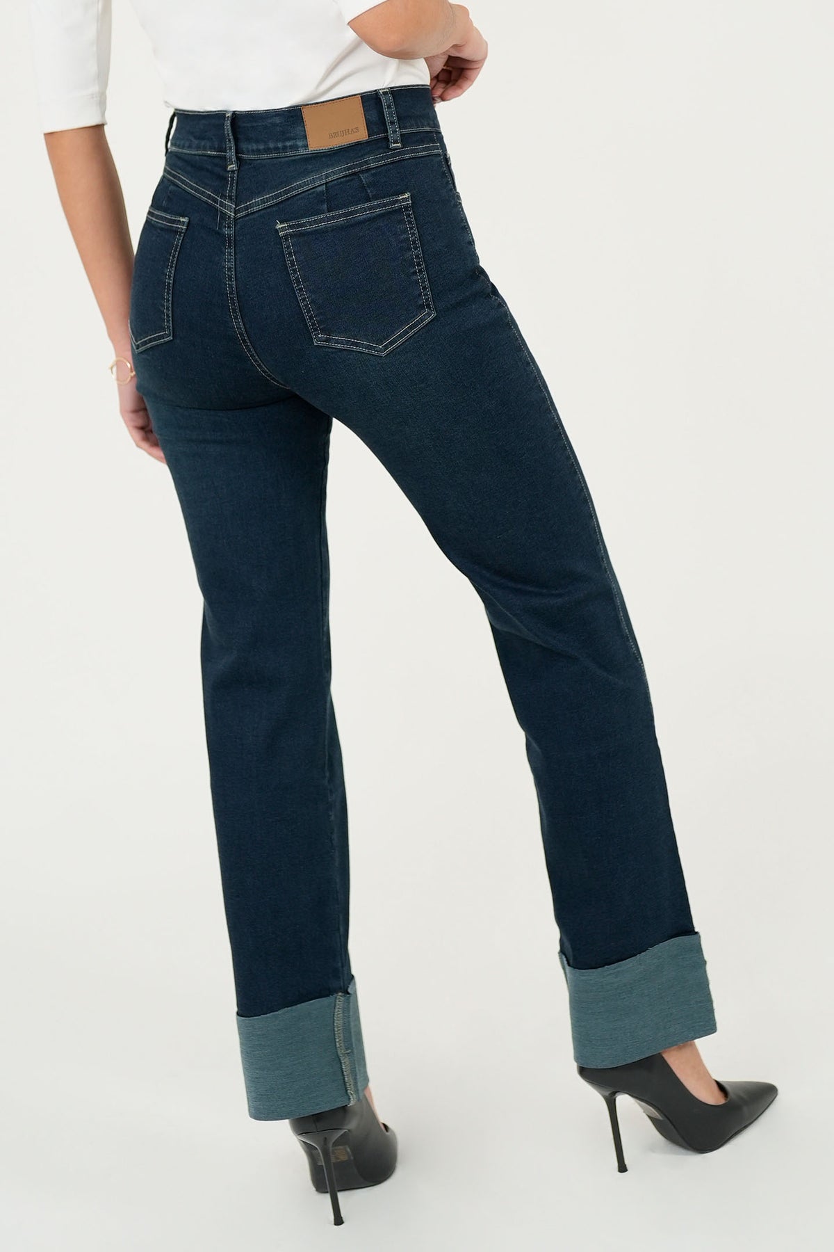 Pantalón Denim Recto con Basta Volteada PAN08112DENAZL32