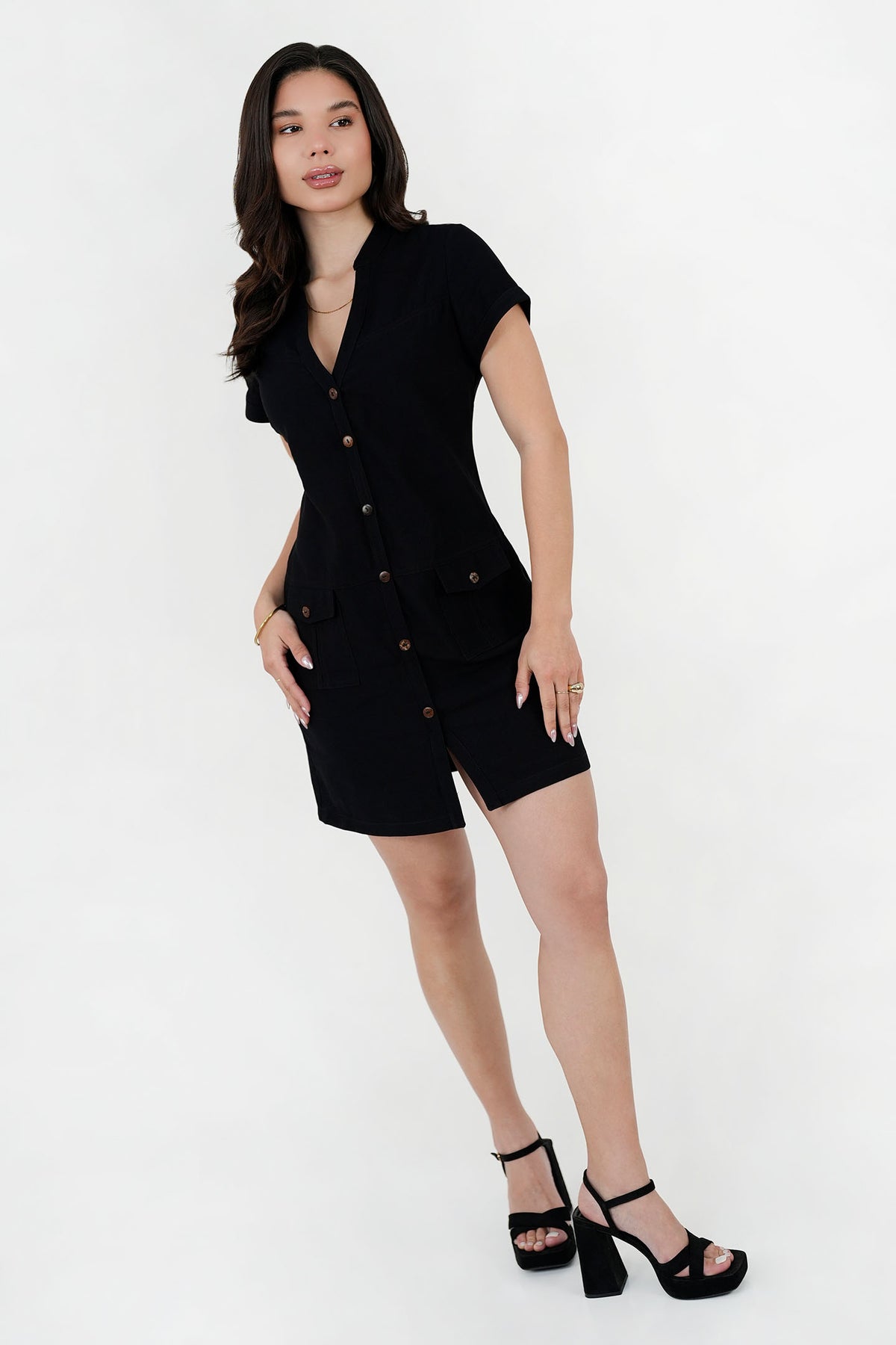 Vestido Corto Camisero Cannes VTD08063RACNEGXL