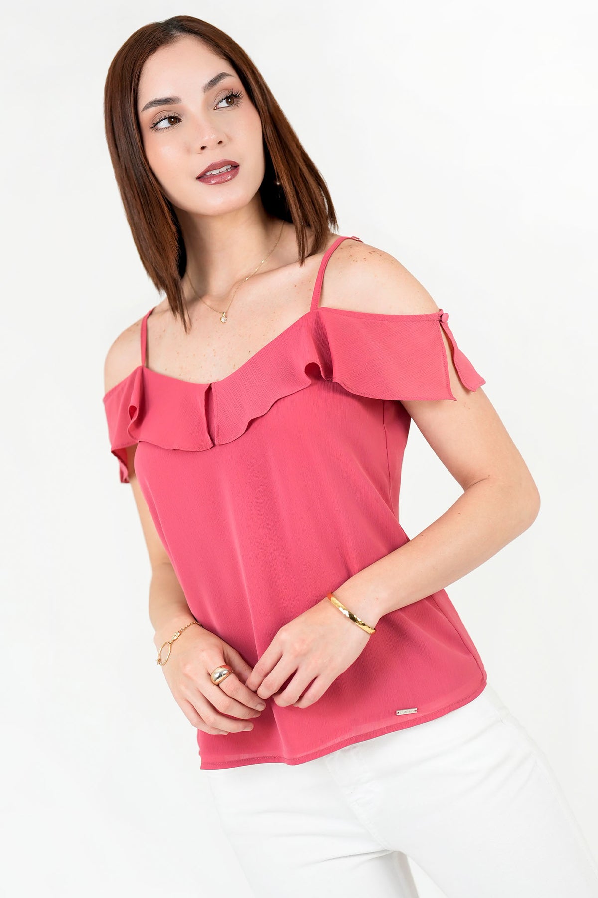 Blusa Gasa Hindú con Ruffle BLU08099GAHFRQME