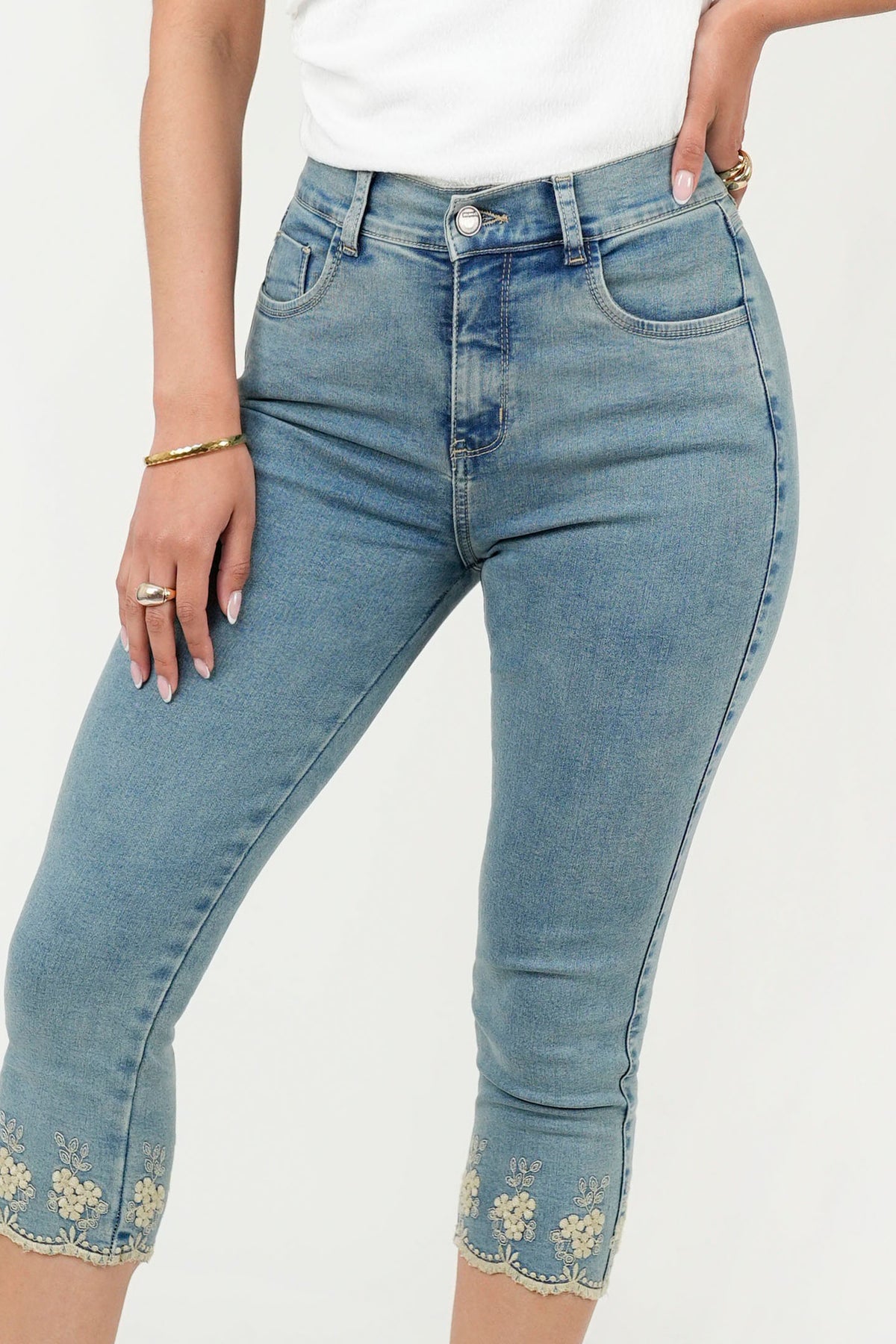 Pantalón Pescador Denim Bordado PAN08173DENCEL34