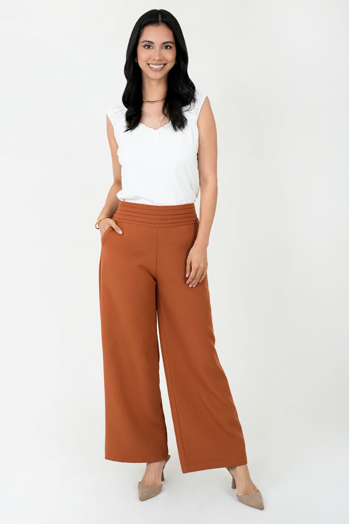 Pantalón Palazo Catania con Bastones Decorativos PAN08216CTJTOFSM