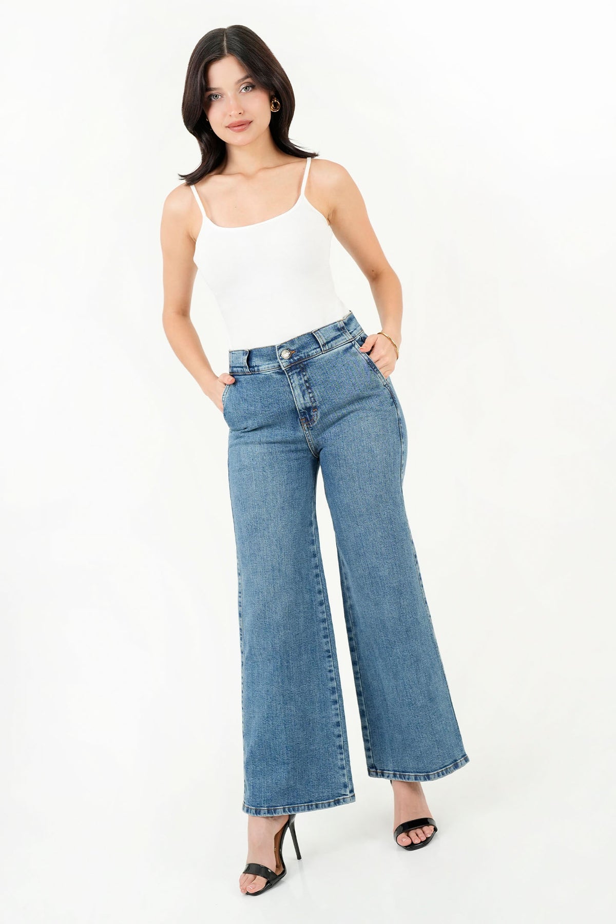 Pantalón Palazo Denim con Bolsillos Laterales PAN09070DENCEL32