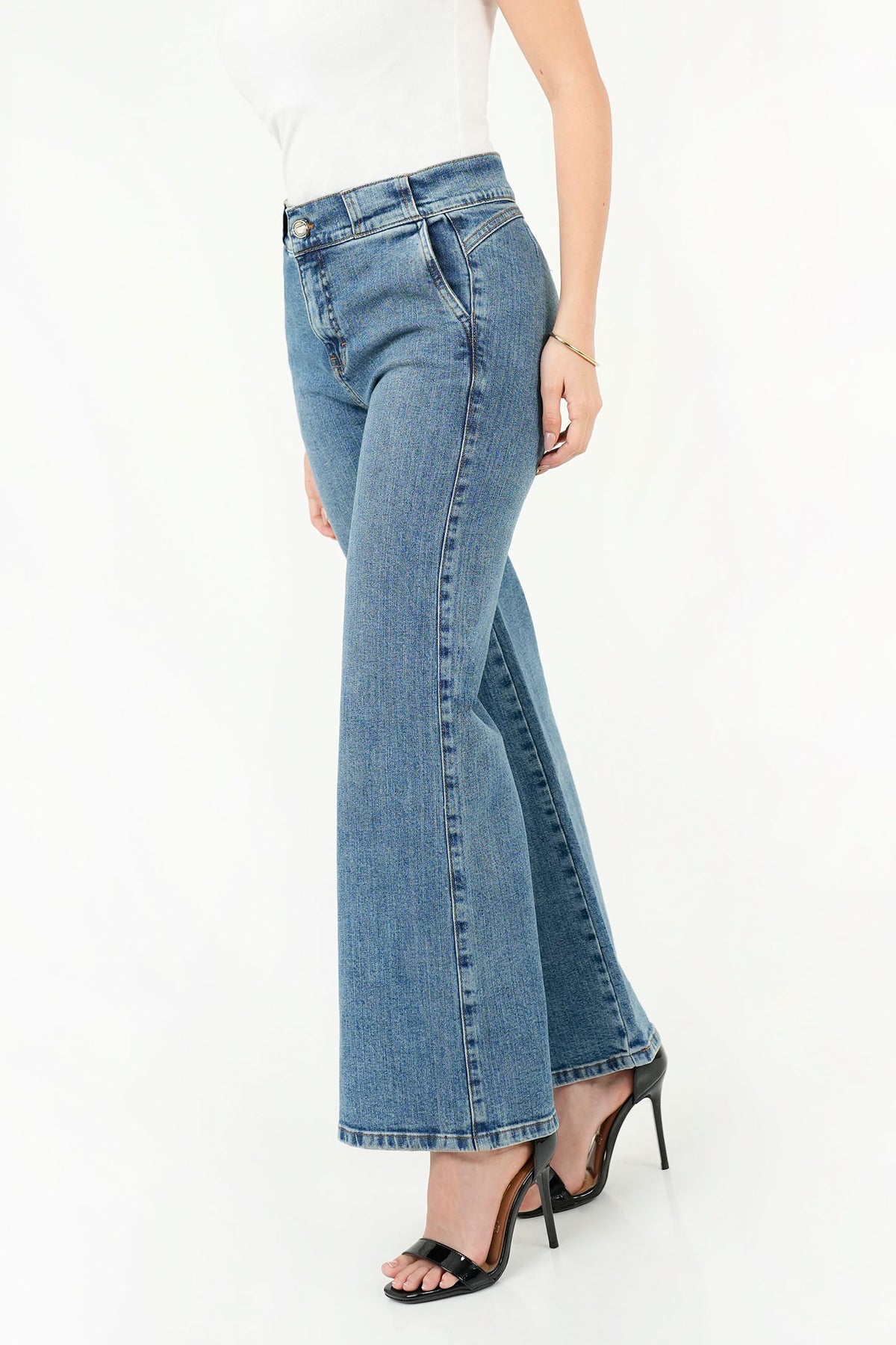 Pantalón Palazo Denim con Bolsillos Laterales PAN09070DENCEL30