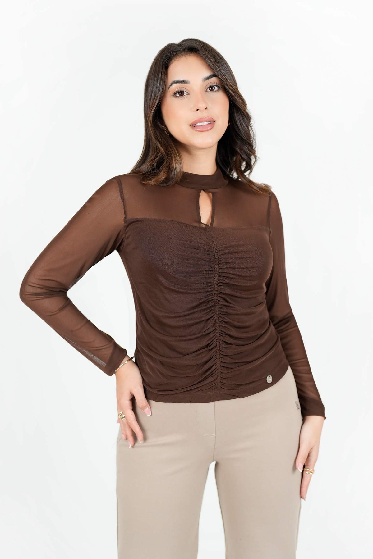Polo Manga Larga Mesh Cuello Alto POL09119TLMMARSM