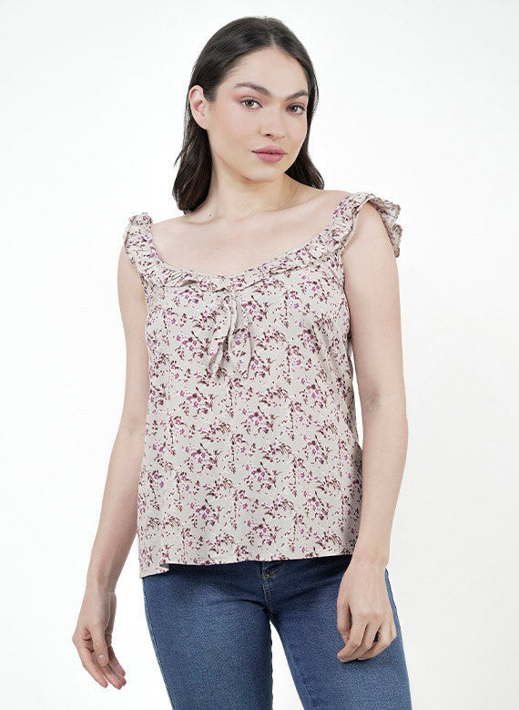Top Cuello Fruncido Bobos Floral