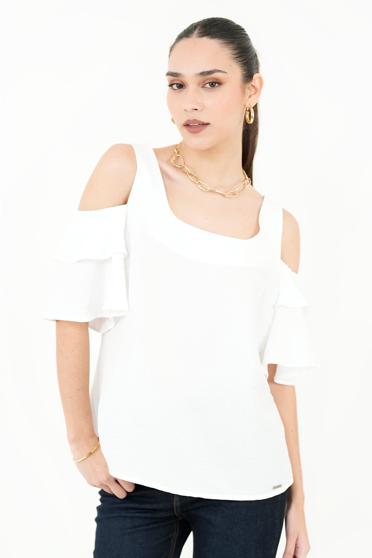Blusa Manga 3/4 Off Shoulder Escote Bote Holgado BLU06011GVAHUELA