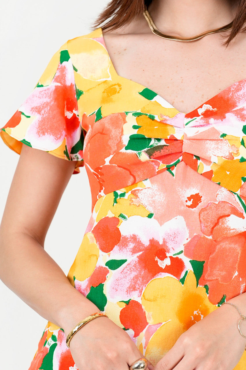 Blusa Vienna Estampada Escote Corazón con Busto Drapeado