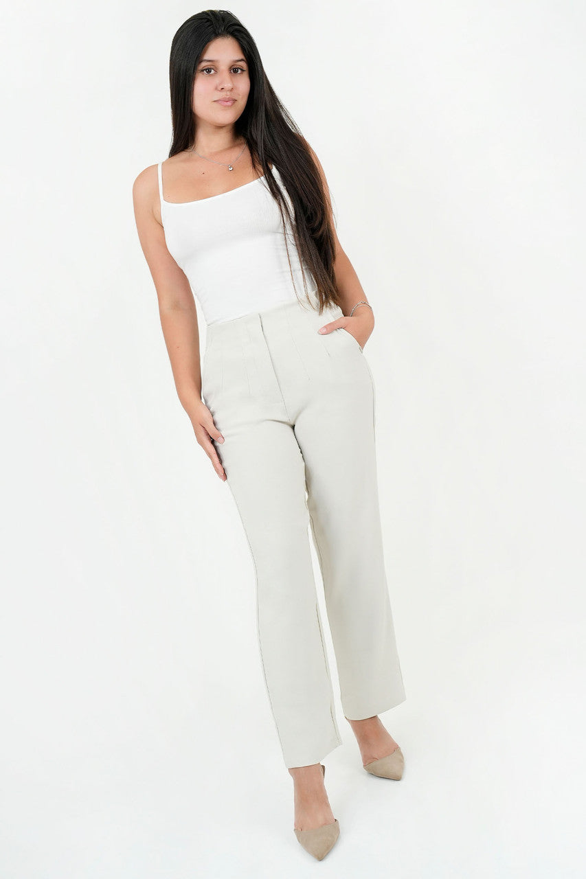 Pantalón Tela Verona con Pinzas y Bolsillos Laterales