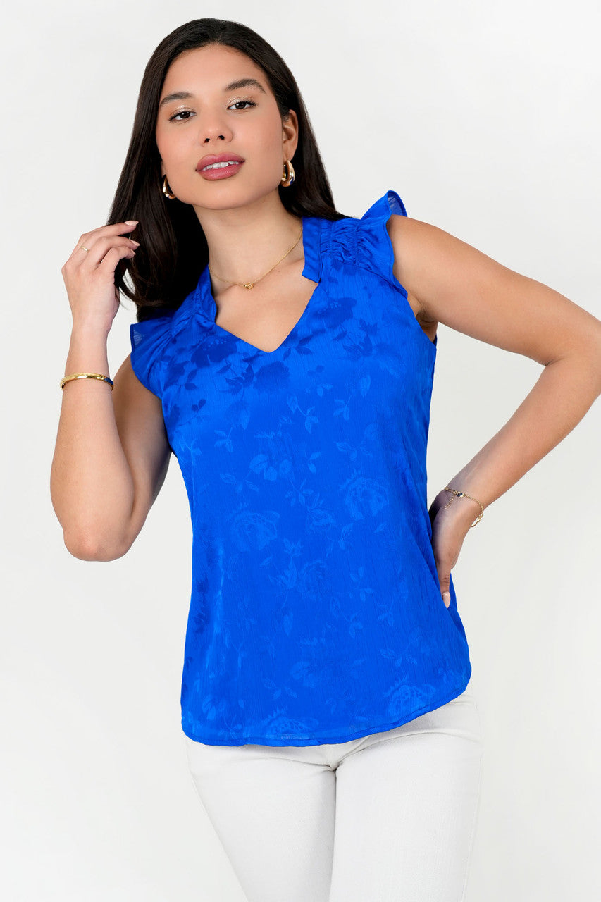 Blusa Seda Hindú Escote V con Cuello Neru