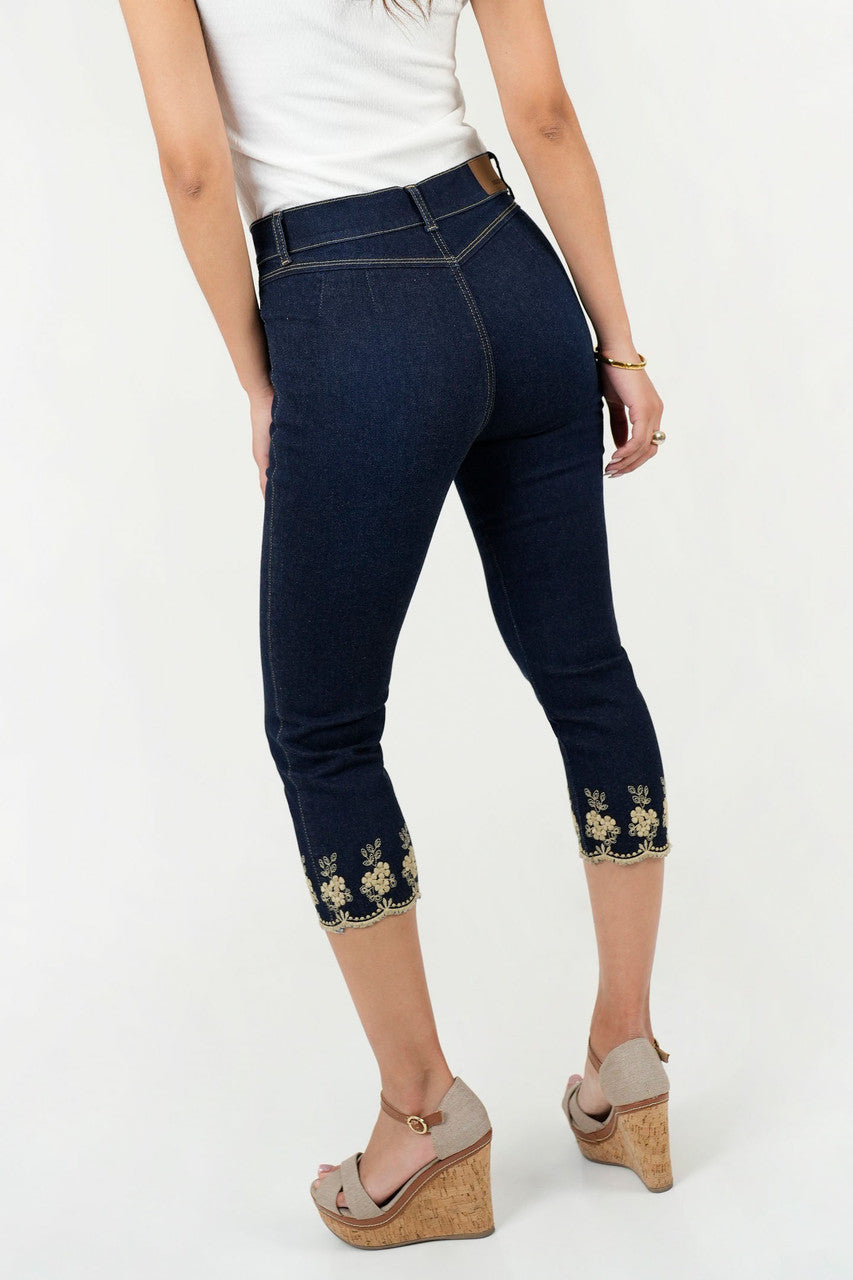 Pantalón Pescador Denim Bordado