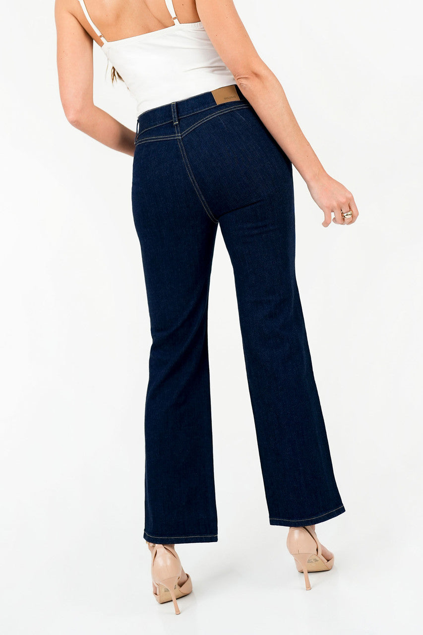 Pantalón Recto Denim con Vivo Lateral