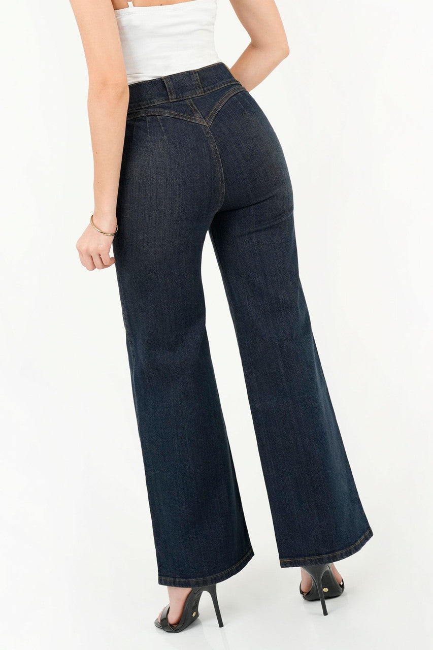 Pantalón Palazo Denim con Bolsillos Laterales