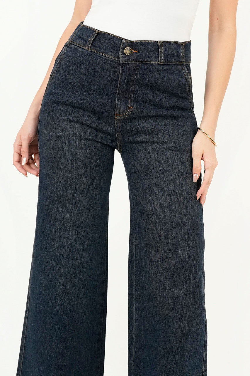 Pantalón Palazo Denim con Bolsillos Laterales