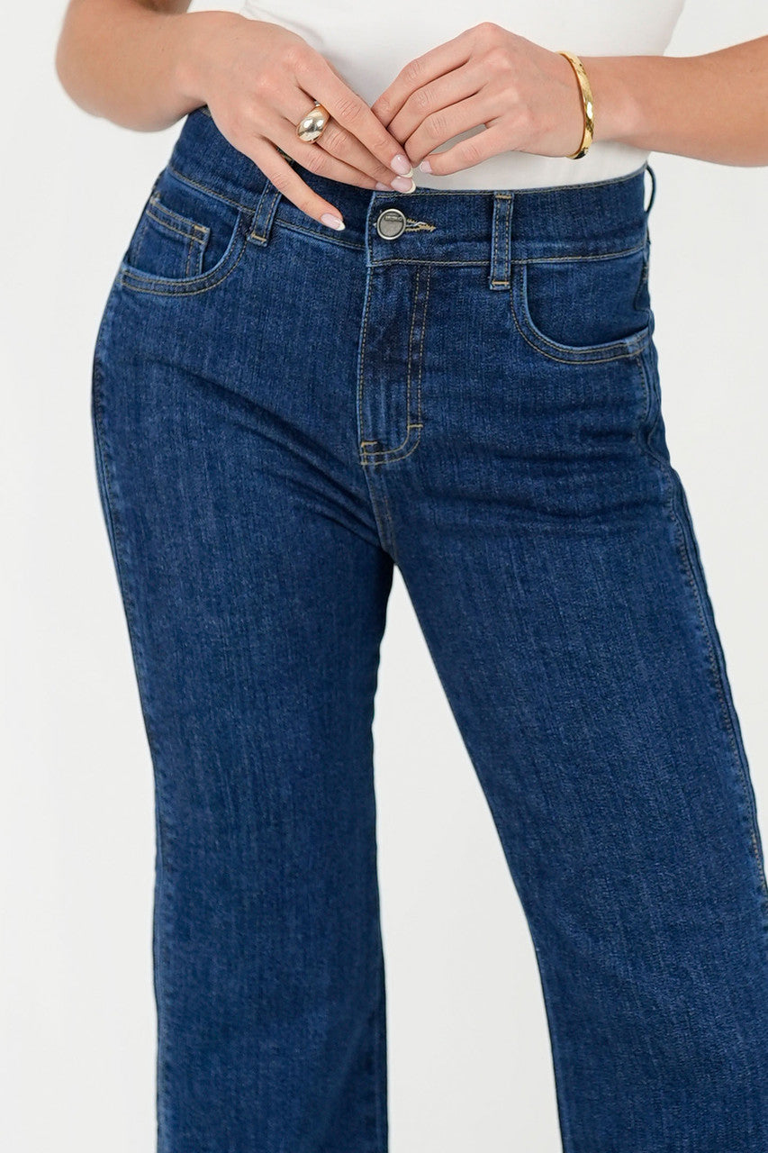 Pantalón Recto Denim con Vivo Lateral
