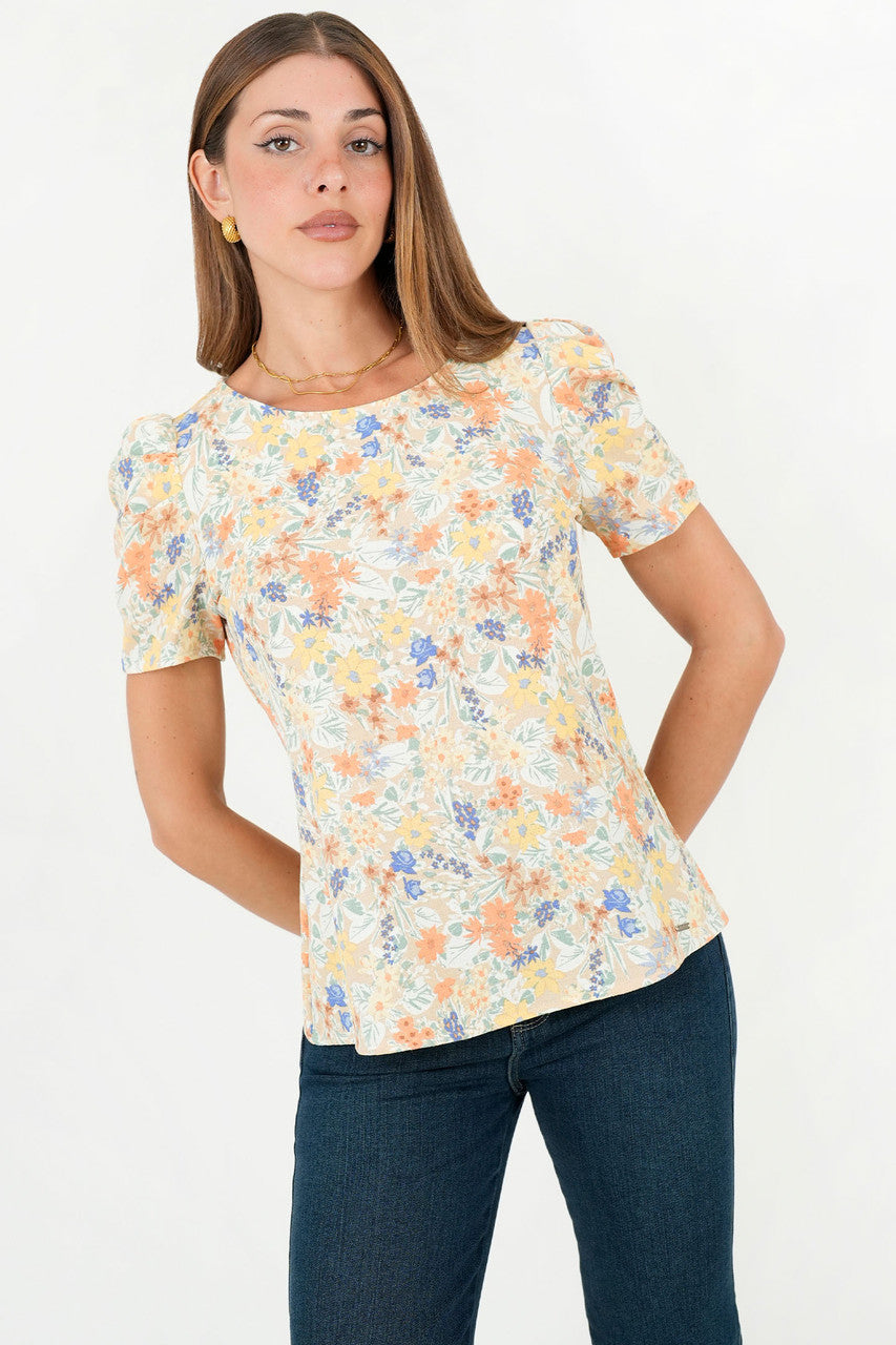 Blusa Vienna Lino Manga Princesa Escote Ojal