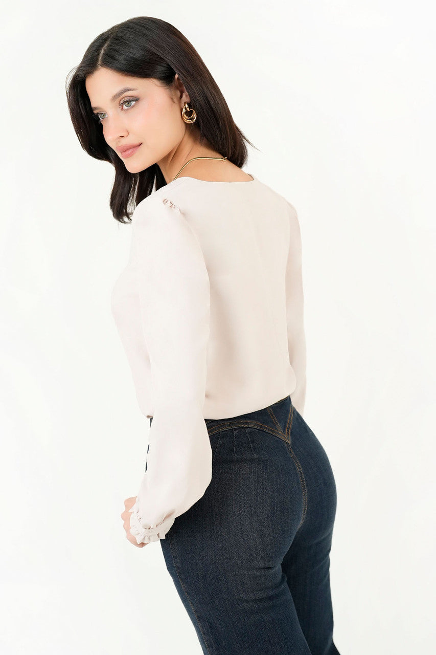 Blusa Manga Larga Escote V