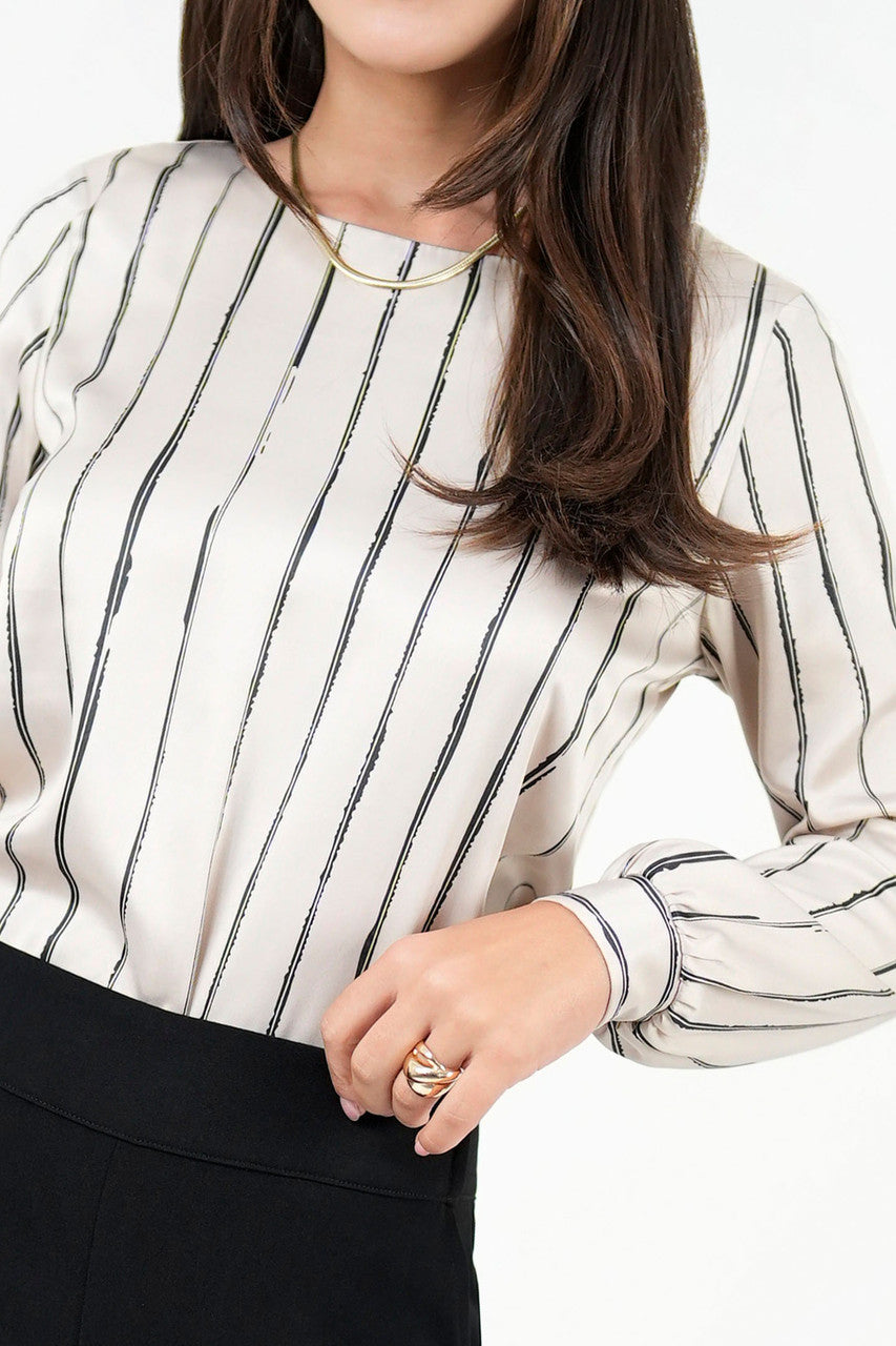 Blusa Manga Larga Satin Estampado