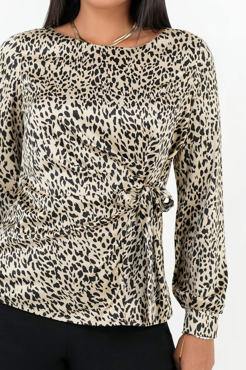Blusa Manga Larga Satin Estampado