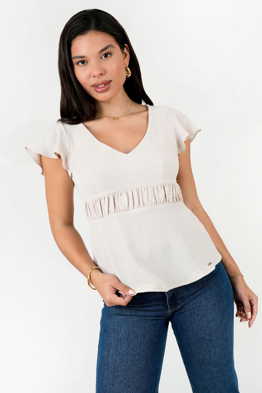 Blusa Vienna Chanel Manga Campana Escote V