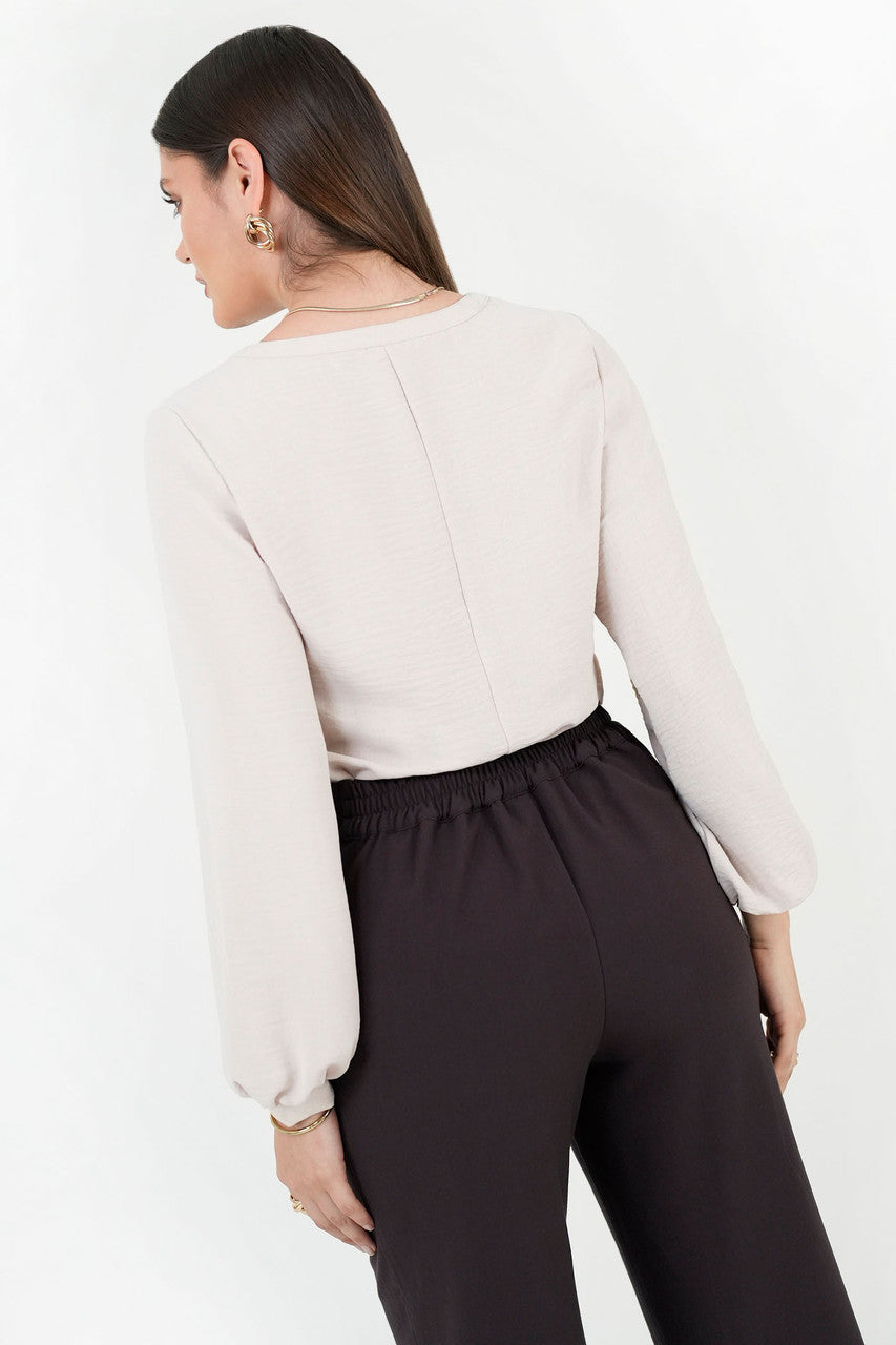 Blusa manga larga en Vienna Chanel con escote redondo