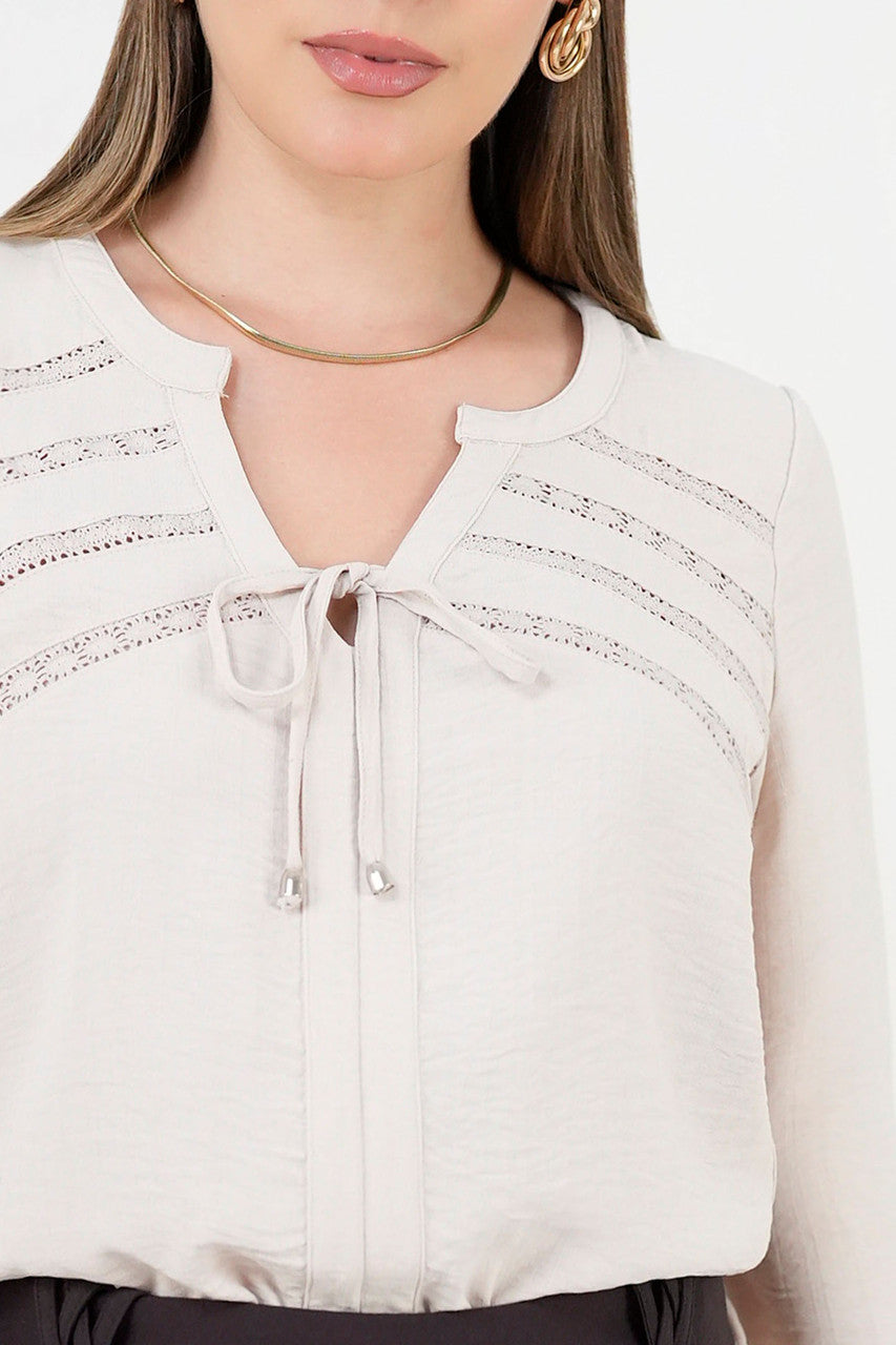 Blusa manga larga en Vienna Chanel con escote redondo