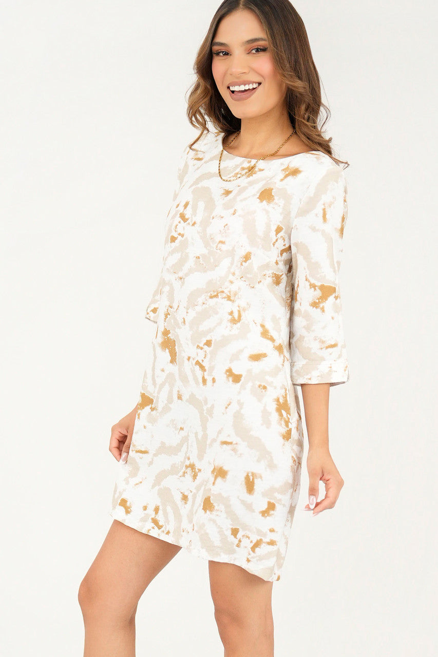 Vestido manga 3/4 escote ojal