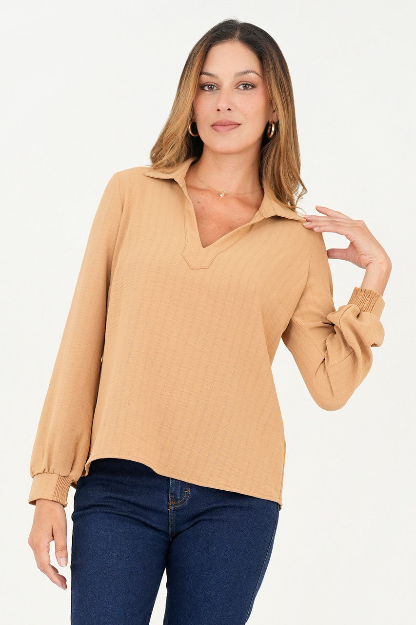 Blusa manga larga cuello sport