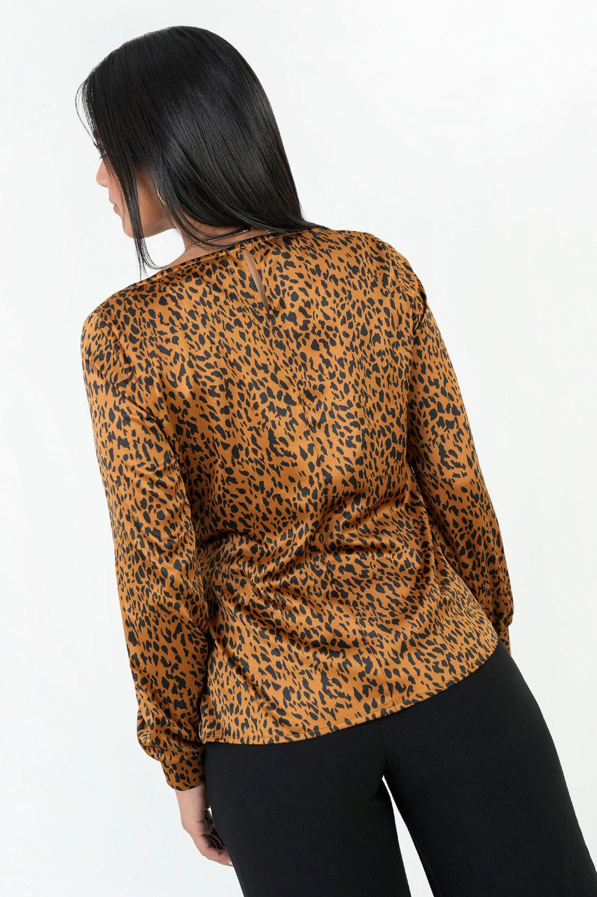 Blusa Manga Larga Satin Estampado