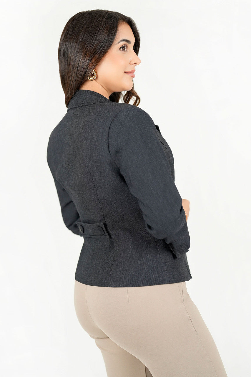 Chaqueta corta forrada en Stone Milenio con solapa y manga 3/4