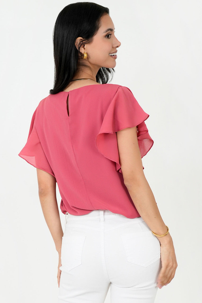Blusa Gasa Hindú Manga Mariposa Escote Ojal