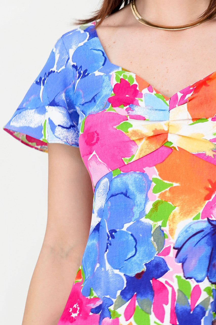 Blusa Vienna Estampada Escote Corazón con Busto Drapeado