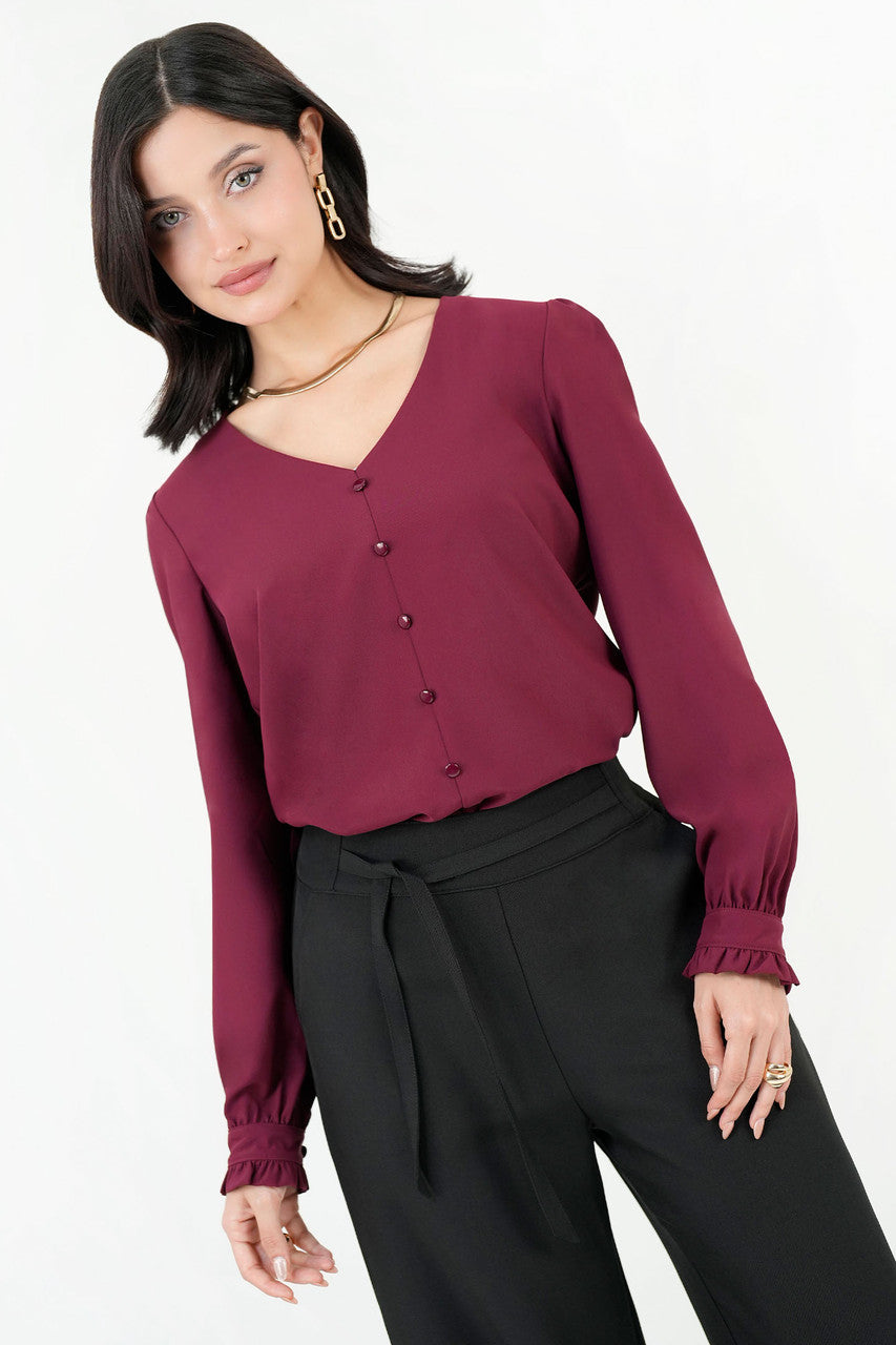Blusa Manga Larga Escote V