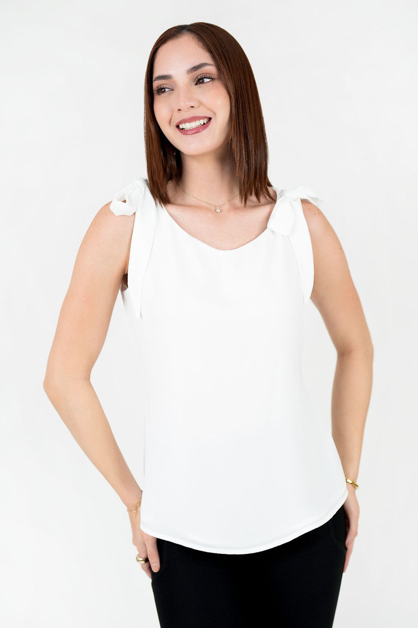 Blusa Gasa Crepé con Lazos en los Hombros