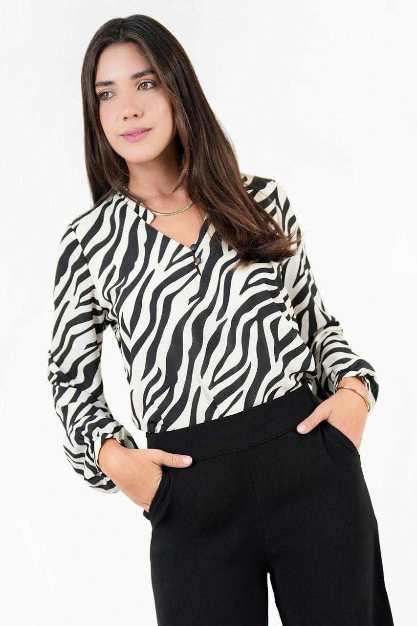 Blusa Manga Larga Gasa Crepe