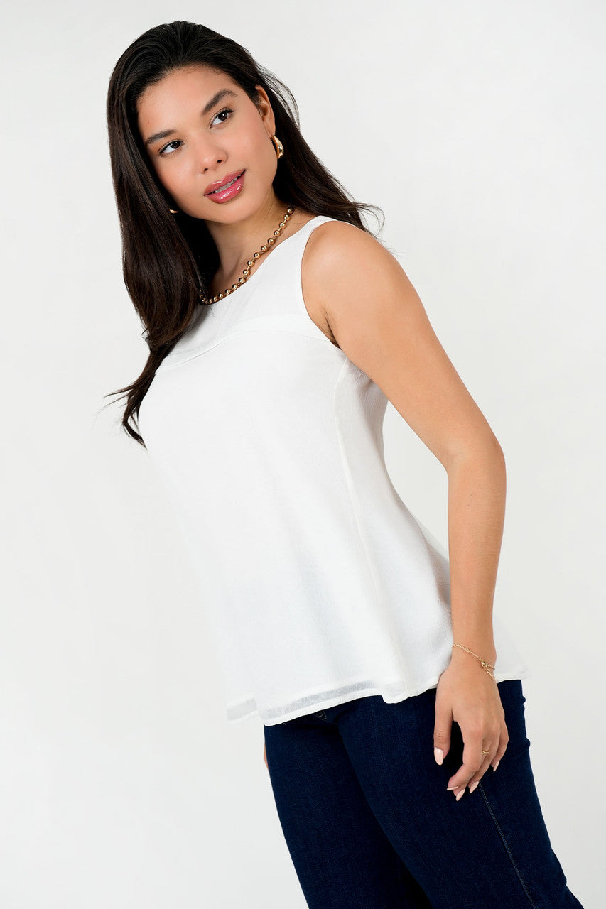 Blusa Gasa Craquelada Escote Ojal con Bastón