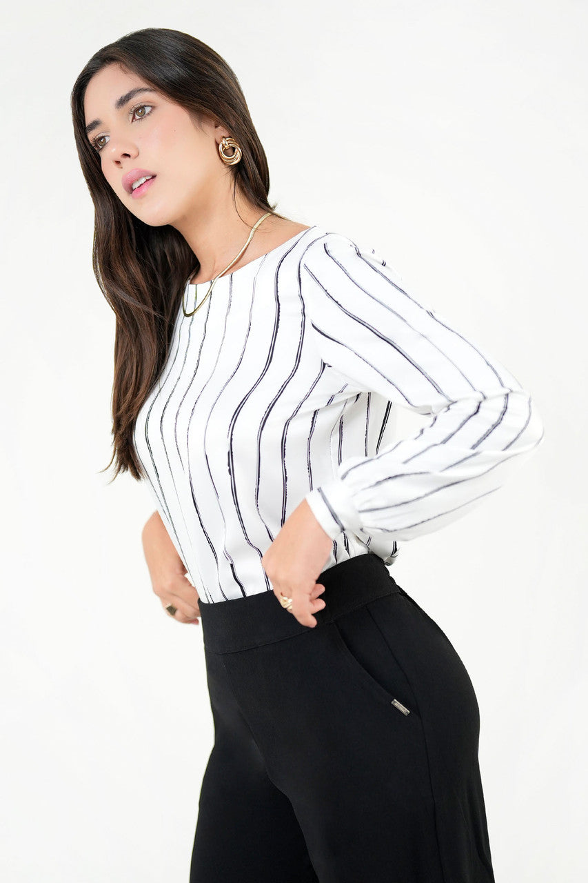 Blusa Manga Larga Satin Estampado