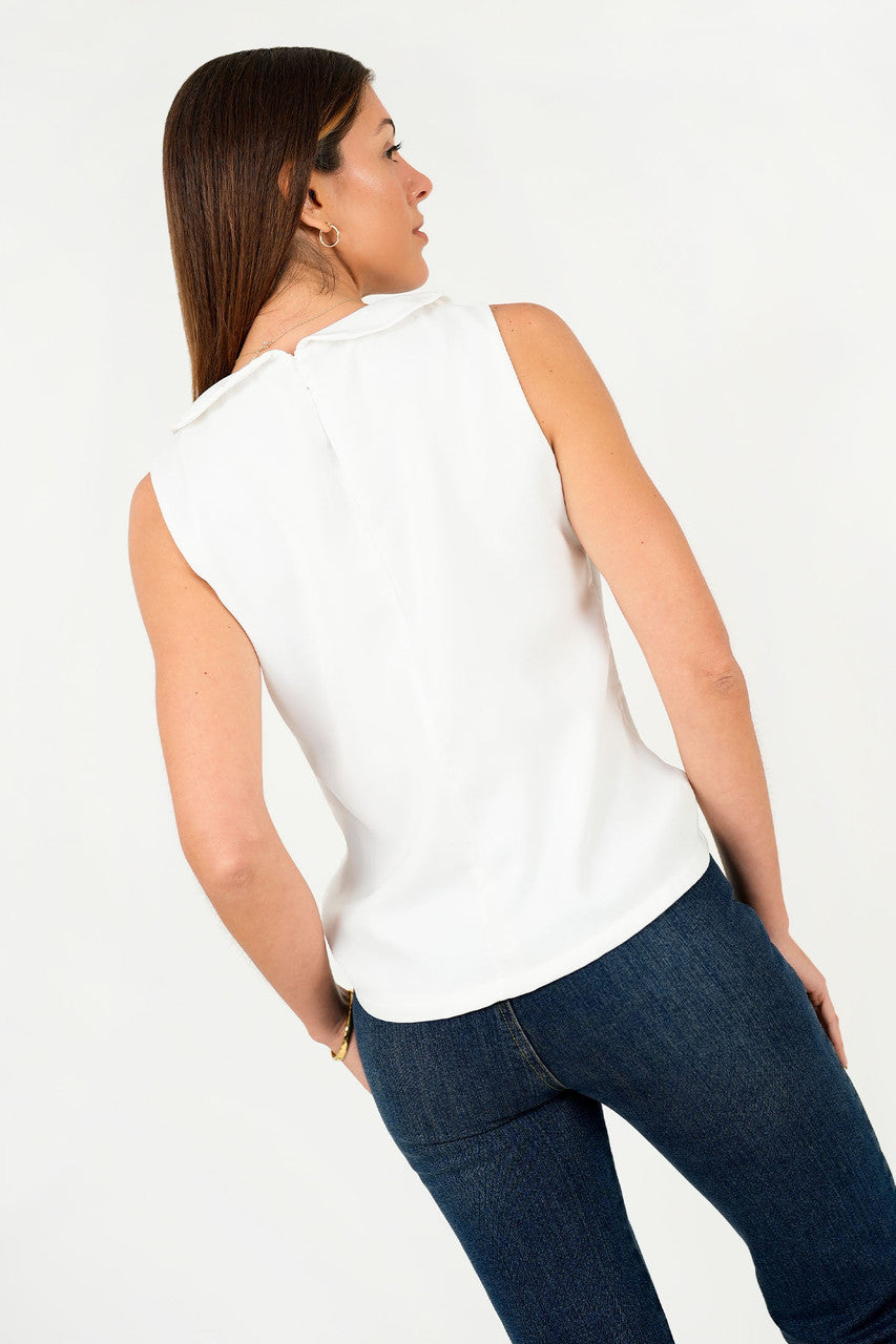 Blusa Satín Crepé Cuello BB con Cascada