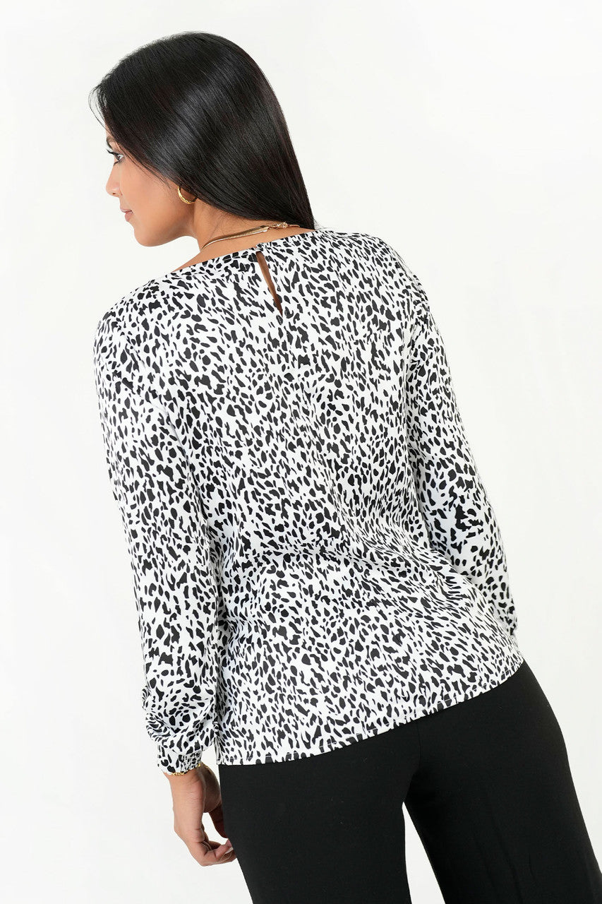 Blusa Manga Larga Satin Estampado