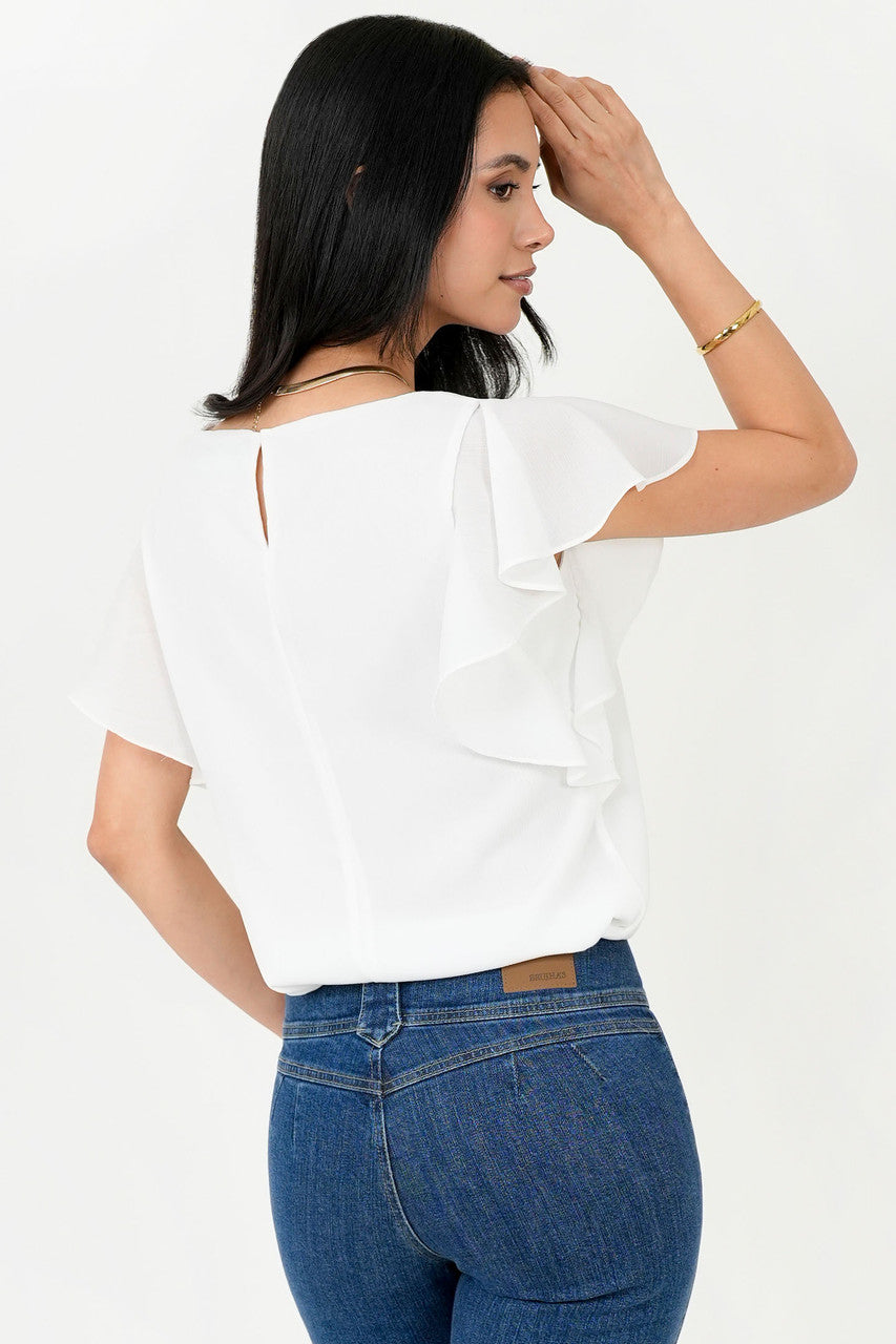 Blusa Gasa Hindú Manga Mariposa Escote Ojal