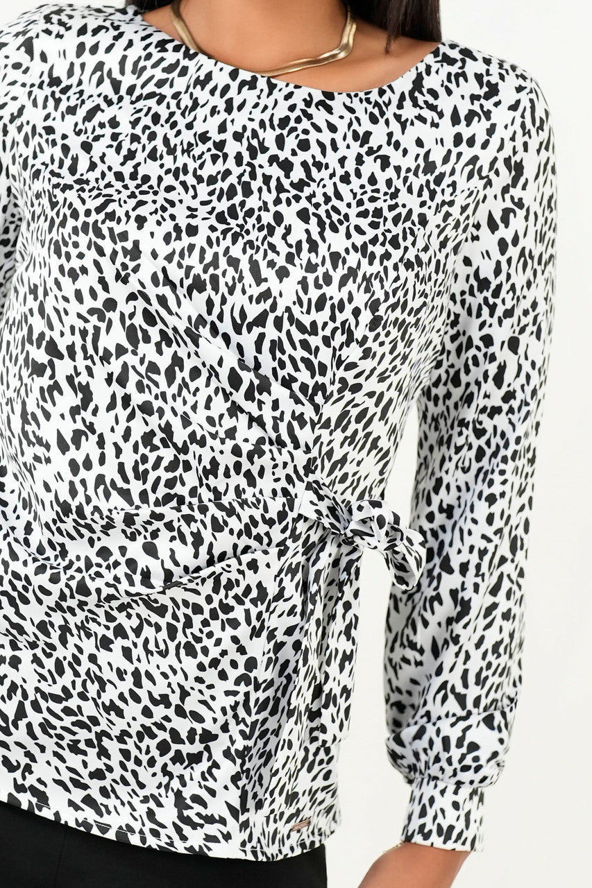 Blusa Manga Larga Satin Estampado