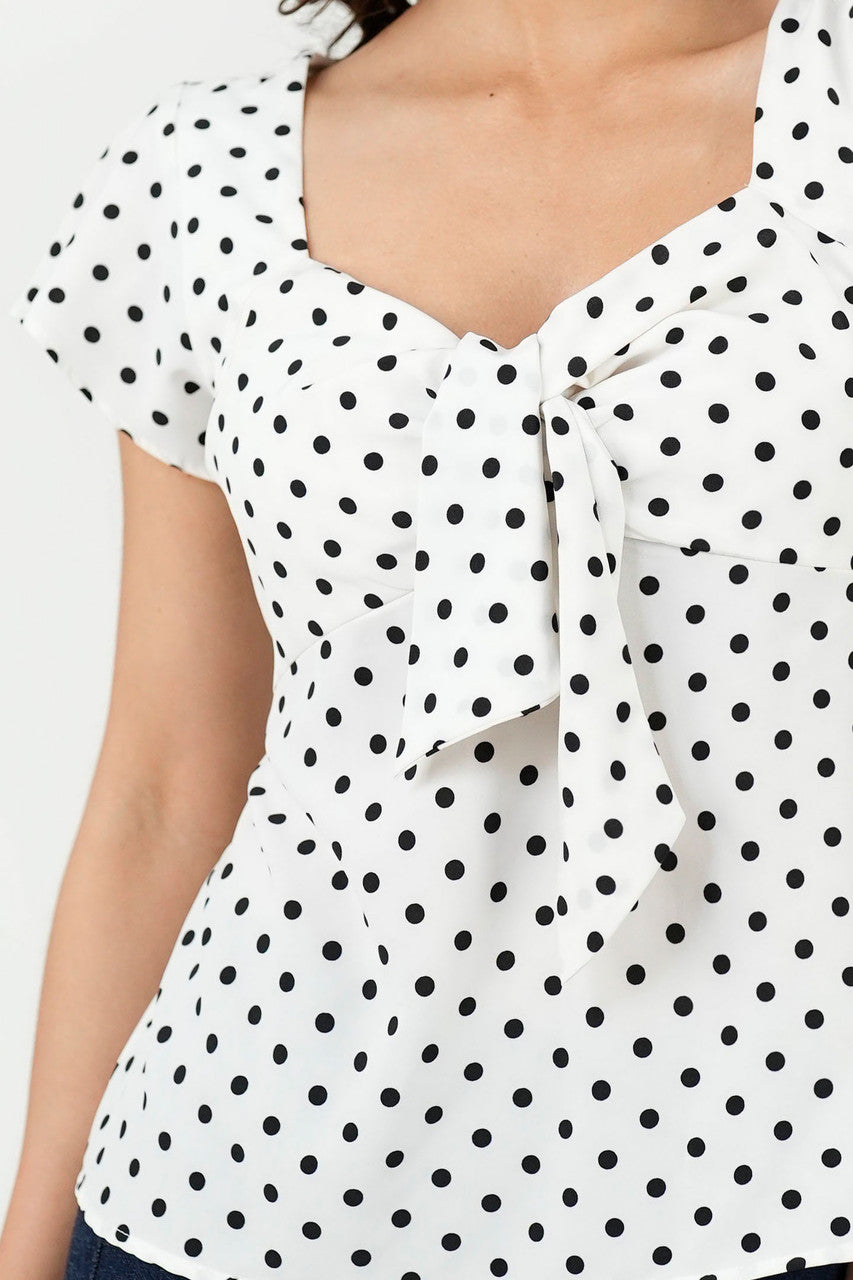 Blusa Seda Satín Escote V con Cascada en Hombro