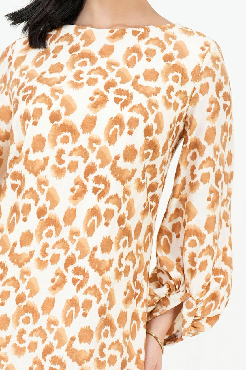 Vestido Corto Rayon Estampado Escote Ojal