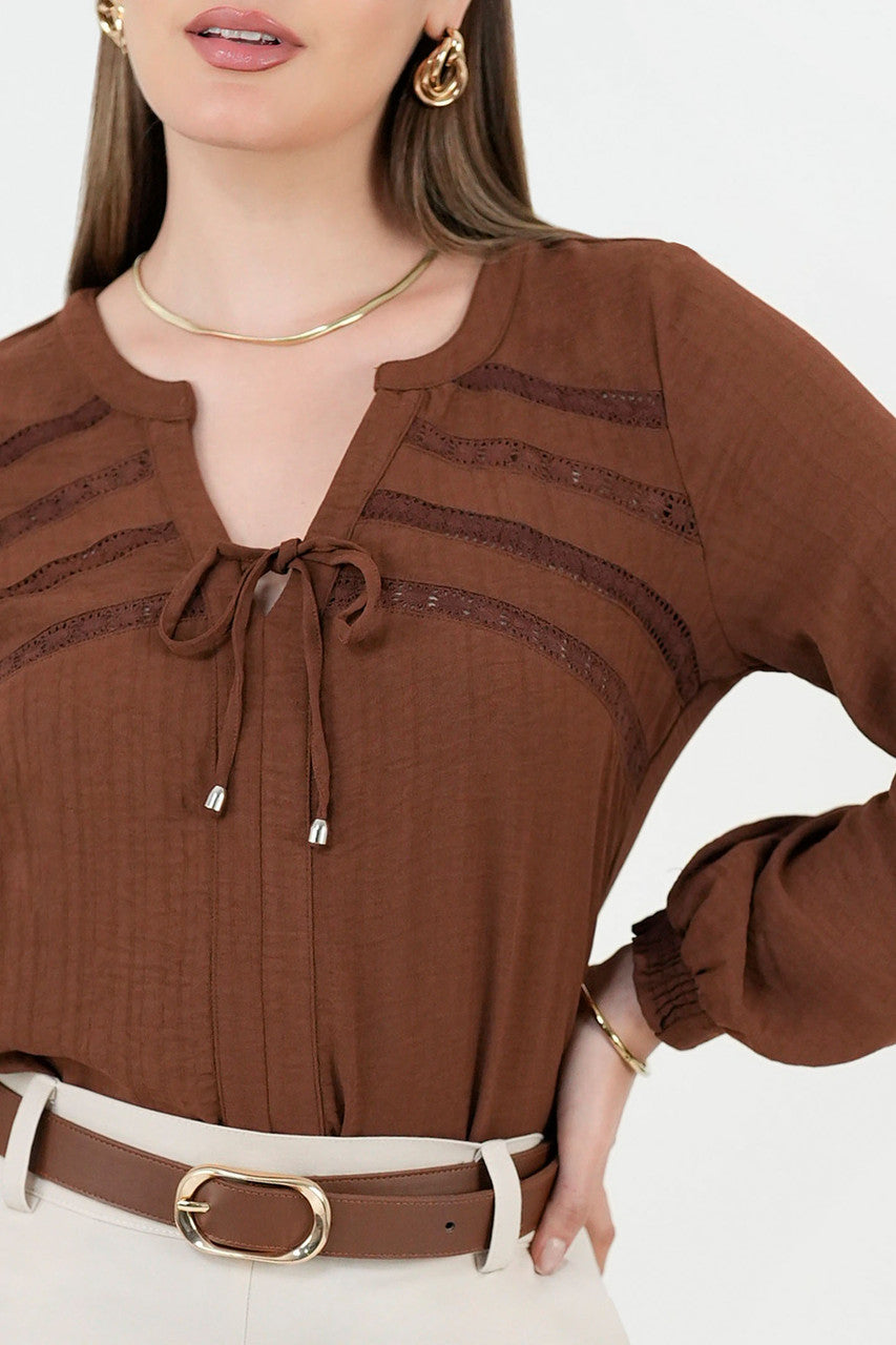 Blusa manga larga en Vienna Chanel con escote redondo