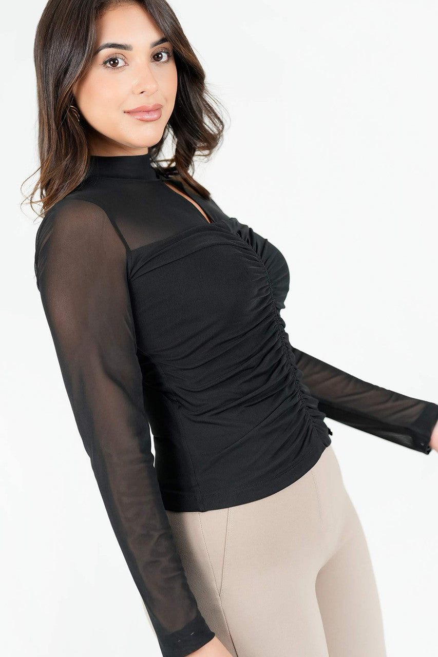 Polo Manga Larga Mesh Cuello Alto